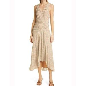 NWT Jonathan Simkhai Priscilla Sleeveless Ruched Midi Dress in Size 8